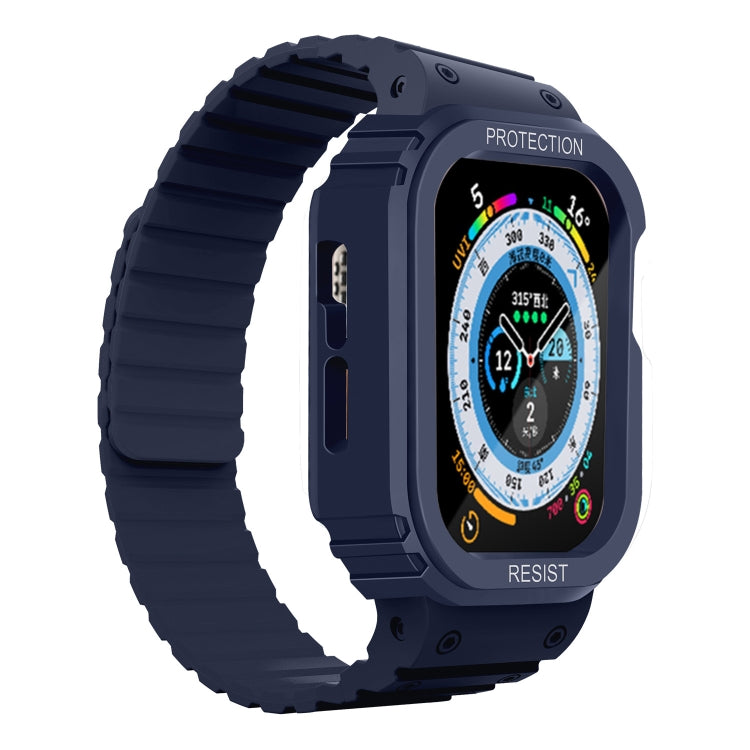 Silicone Integrated Frame Watch Band For Apple Watch Ultra 49mm(Midnight Blue) by buy2fix