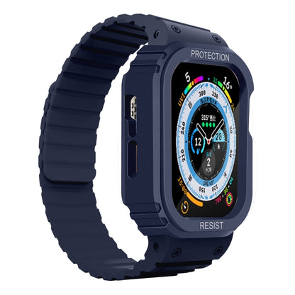 Silicone Integrated Frame Watch Band For Apple Watch Ultra 49mm(Midnight Blue) by buy2fix