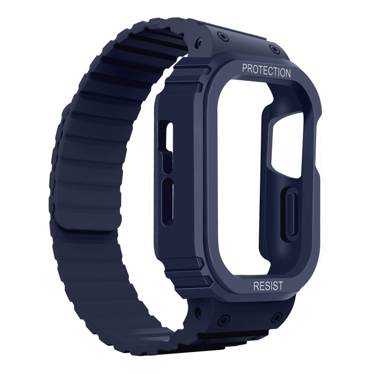 Silicone Integrated Frame Watch Band For Apple Watch Ultra 49mm(Midnight Blue) by buy2fix