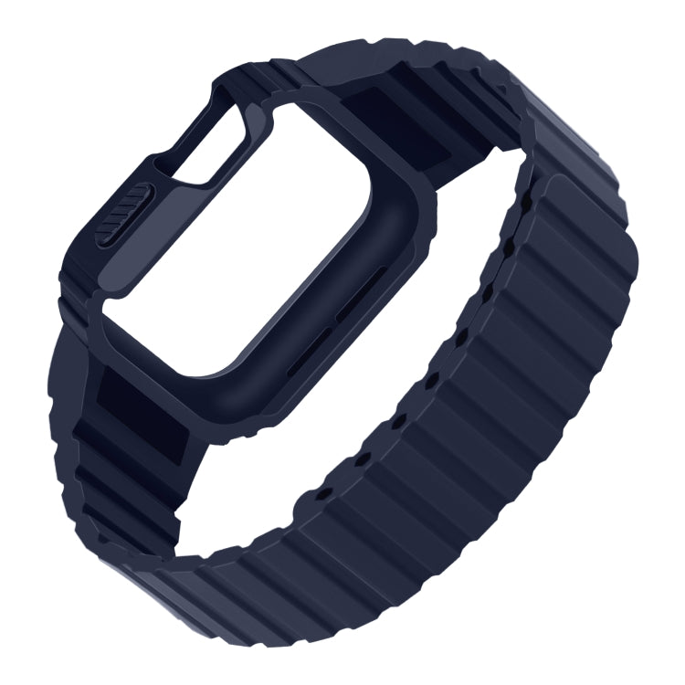Silicone Integrated Frame Watch Band For Apple Watch Ultra 49mm(Midnight Blue) by buy2fix