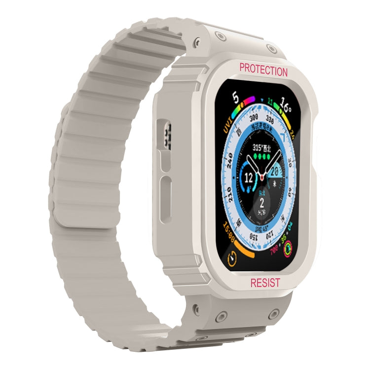 Silicone Integrated Frame Watch Band For Apple Watch Ultra 49mm(Starlight) by buy2fix