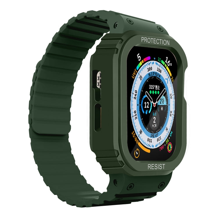 Silicone Integrated Frame Watch Band For Apple Watch Ultra 49mm(Green) by buy2fix