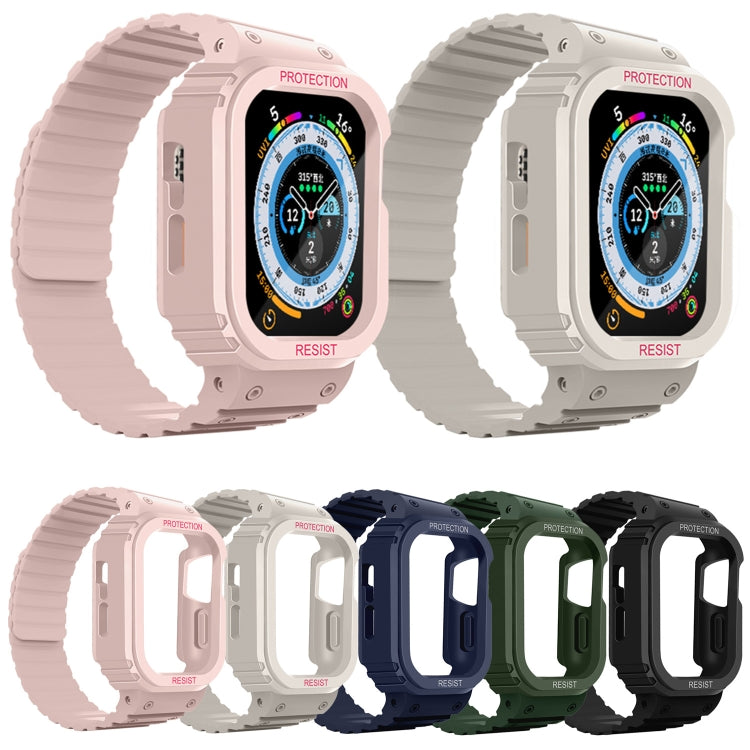 Silicone Integrated Frame Watch Band For Apple Watch Ultra 49mm(Starlight) by buy2fix