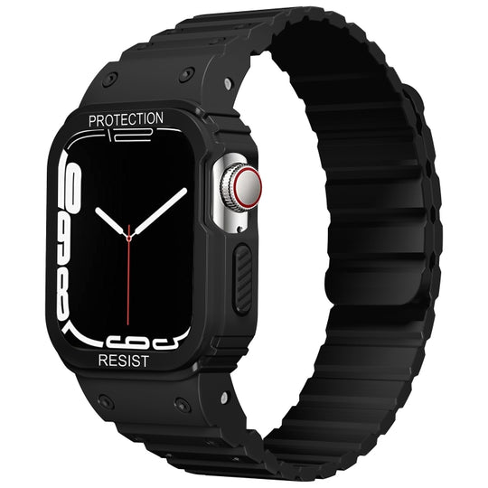Silicone Integrated Frame Watch Band For Apple Watch Series 8&7 45mm / SE 2&6&SE&5&4 44mm(Black)