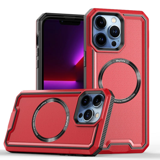 For iPhone 14 / 13 Armour Two-color MagSafe Magnetic TPU + PC Phone Case(Red) by buy2fix