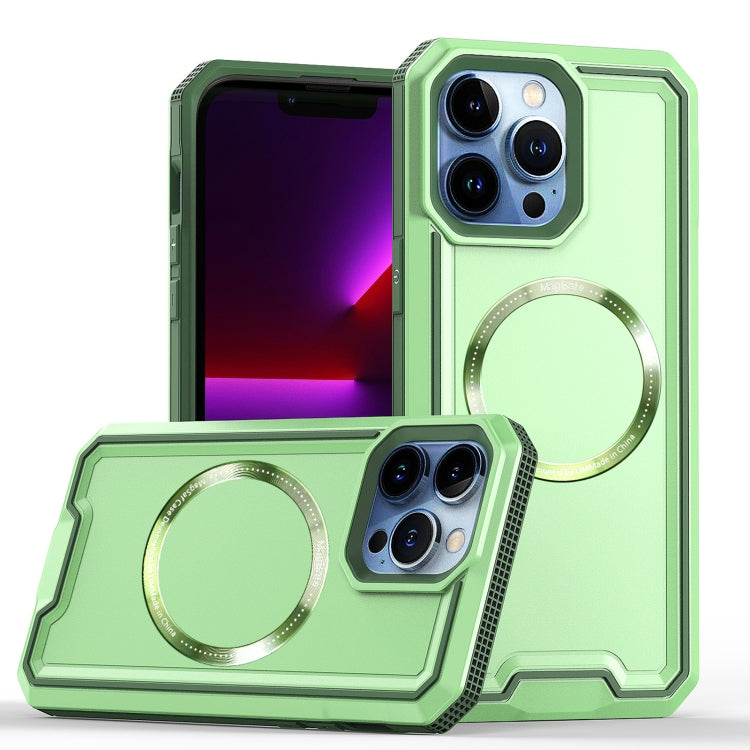 For iPhone 8 Plus / 7 Plus / 6 Plus Armour Two-color MagSafe Magnetic TPU + PC Phone Case(Green) by buy2fix