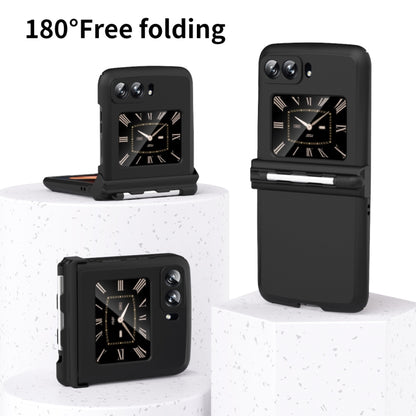 For Motorola Razr 2022 Macaron Three-piece Set Phone Case with Stylus(Black) - Motorola Cases by buy2fix | Online Shopping UK | buy2fix