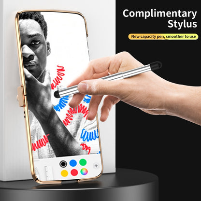 For Motorola Razr 2022 Foldable Electroplated Plain Leather Phone Case with Stylus(White) by buy2fix