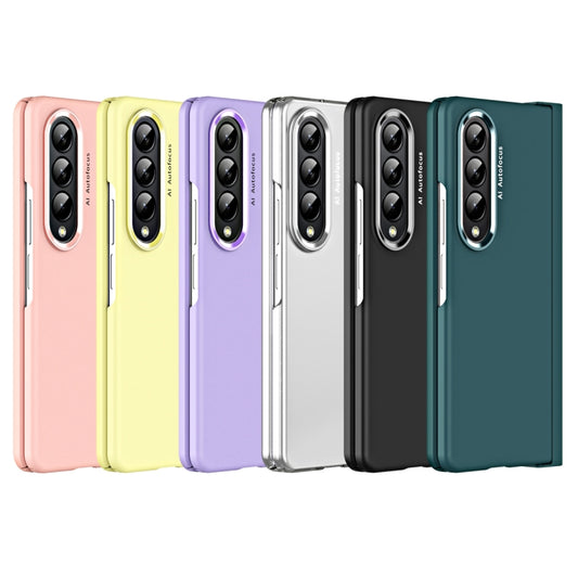 For Samsung Galaxy Z Fold4 5G Skin Feel Two-color Contact Lens Hinge Flip Phone Case(Pink) - Galaxy Z Fold4 5G Cases by buy2fix | Online Shopping UK | buy2fix