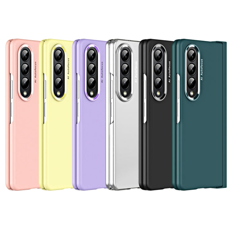 For Samsung Galaxy Z Fold4 5G Skin Feel Two-color Contact Lens Hinge Flip Phone Case(Black) - Galaxy Z Fold4 5G Cases by buy2fix | Online Shopping UK | buy2fix