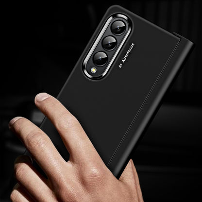 For Samsung Galaxy Z Fold4 5G Skin Feel Two-color Contact Lens Hinge Flip Phone Case(Transparent) - Galaxy Z Fold4 5G Cases by buy2fix | Online Shopping UK | buy2fix