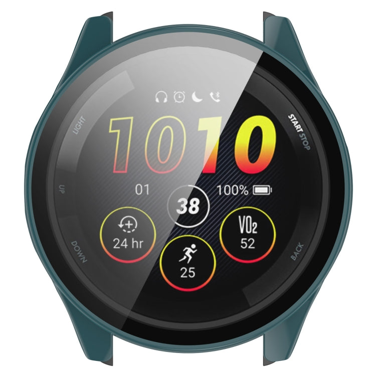 For Garmin Forerunner 265 PC + Tempered Glass Film Integrated Watch Protective Case(Pine Green) by buy2fix