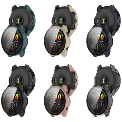 For Garmin Forerunner 265 PC + Tempered Glass Film Integrated Watch Protective Case(Pine Green) by buy2fix