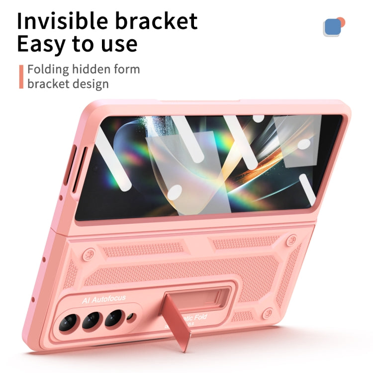 For Samsung Galaxy Z Fold4 5G Integrated TPU Telescopic Hinge Phone Case with Stand(Pink) - Galaxy Z Fold4 5G Cases by buy2fix | Online Shopping UK | buy2fix
