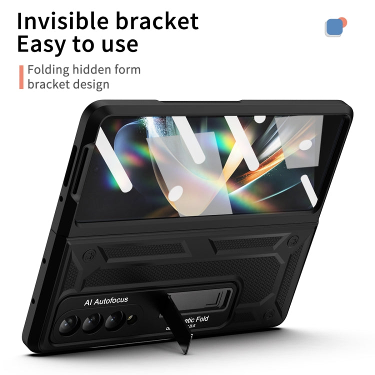 For Samsung Galaxy Z Fold4 5G Integrated TPU Telescopic Hinge Phone Case with Stand(Black) - Galaxy Z Fold4 5G Cases by buy2fix | Online Shopping UK | buy2fix