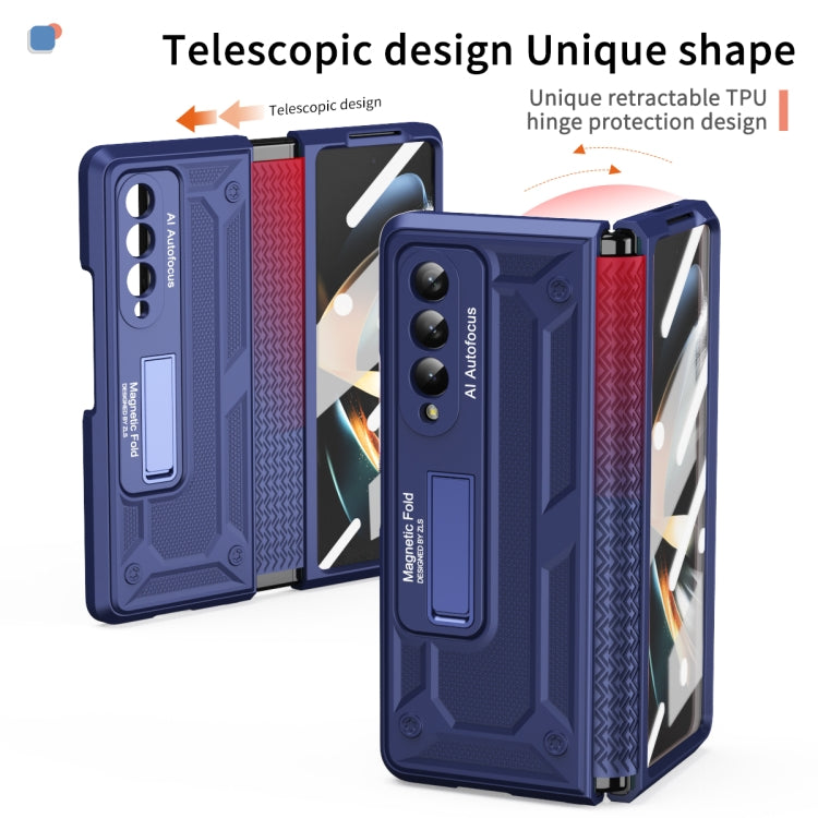 For Samsung Galaxy Z Fold4 5G Integrated TPU Telescopic Hinge Phone Case with Stand(Blue) - Galaxy Z Fold4 5G Cases by buy2fix | Online Shopping UK | buy2fix