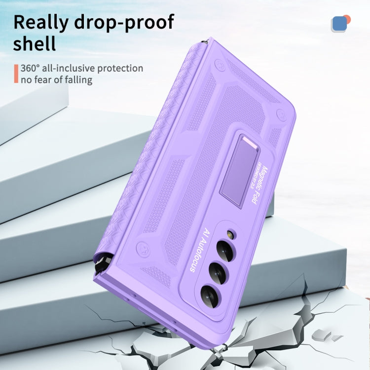 For Samsung Galaxy Z Fold4 5G Integrated TPU Telescopic Hinge Phone Case with Stand(Purple) - Galaxy Z Fold4 5G Cases by buy2fix | Online Shopping UK | buy2fix