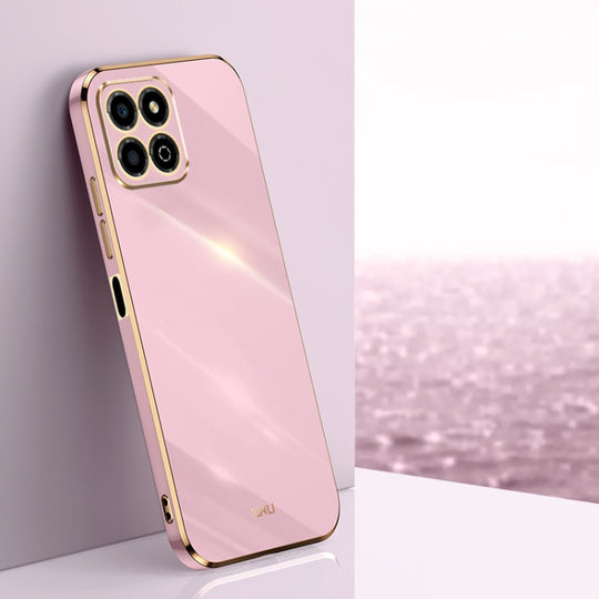 For Honor X8a 2023 XINLI Straight Edge 6D Electroplate TPU Phone Case(Cherry Purple)