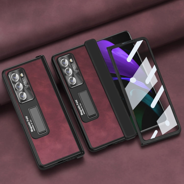 For Samsung Galaxy Z Fold2 5G Napa Texture All-inclusive Phone Case(Red) - Galaxy Phone Cases by buy2fix | Online Shopping UK | buy2fix