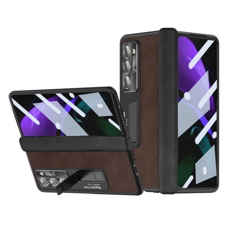 For Samsung Galaxy Z Fold2 5G Napa Texture All-inclusive Phone Case(Coffee) - Galaxy Phone Cases by buy2fix | Online Shopping UK | buy2fix