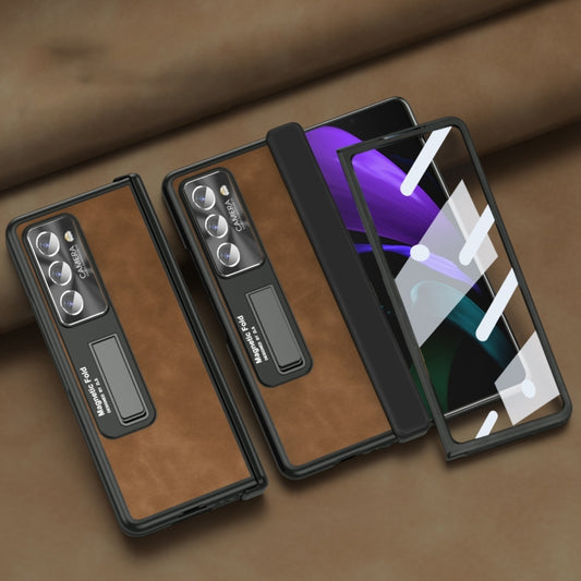 For Samsung Galaxy Z Fold2 5G Napa Texture All-inclusive Phone Case(Brown) - Galaxy Phone Cases by buy2fix | Online Shopping UK | buy2fix