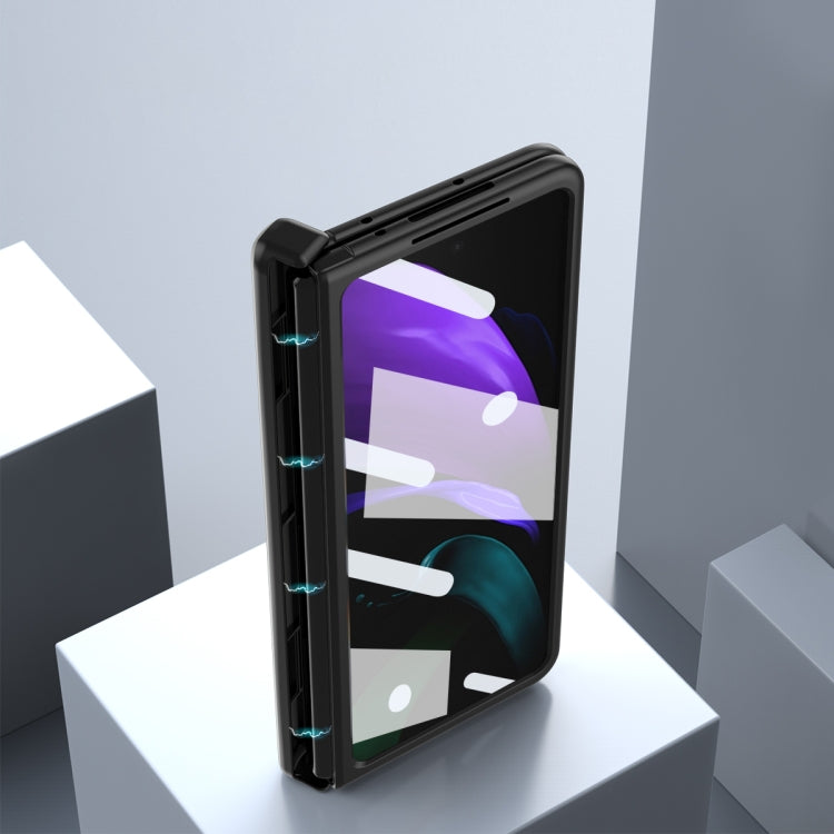 For Samsung Galaxy Z Fold2 5G Napa Texture All-inclusive Phone Case(Blue) - Galaxy Phone Cases by buy2fix | Online Shopping UK | buy2fix