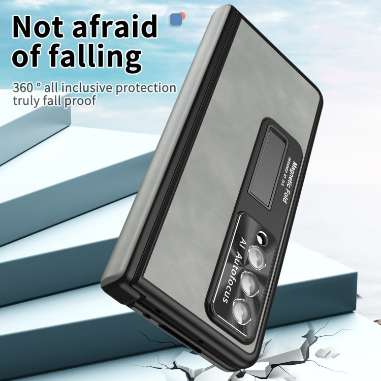 For Samsung Galaxy Z Fold3 5G Napa Pattern All-inclusive Magnetic Phone Case(White) - Galaxy Phone Cases by buy2fix | Online Shopping UK | buy2fix