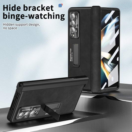 For Samsung Galaxy Z Fold3 5G Napa Pattern All-inclusive Magnetic Phone Case(Black) - Galaxy Phone Cases by buy2fix | Online Shopping UK | buy2fix