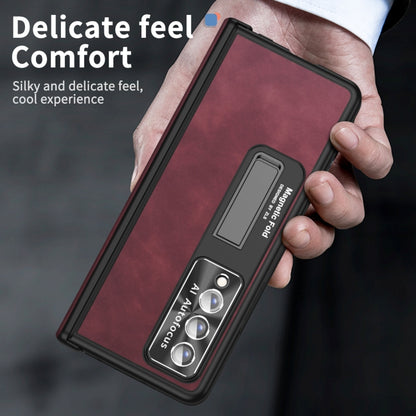 For Samsung Galaxy Z Fold3 5G Napa Pattern All-inclusive Magnetic Phone Case(Wine Red) - Galaxy Phone Cases by buy2fix | Online Shopping UK | buy2fix