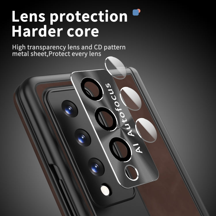 For Samsung Galaxy Z Fold3 5G Napa Pattern All-inclusive Magnetic Phone Case(Coffee) - Galaxy Phone Cases by buy2fix | Online Shopping UK | buy2fix