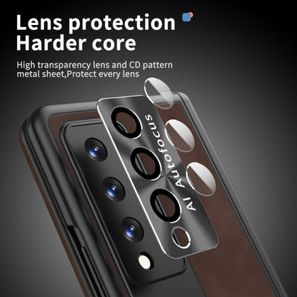 For Samsung Galaxy Z Fold3 5G Napa Pattern All-inclusive Magnetic Phone Case(Coffee) - Galaxy Phone Cases by buy2fix | Online Shopping UK | buy2fix