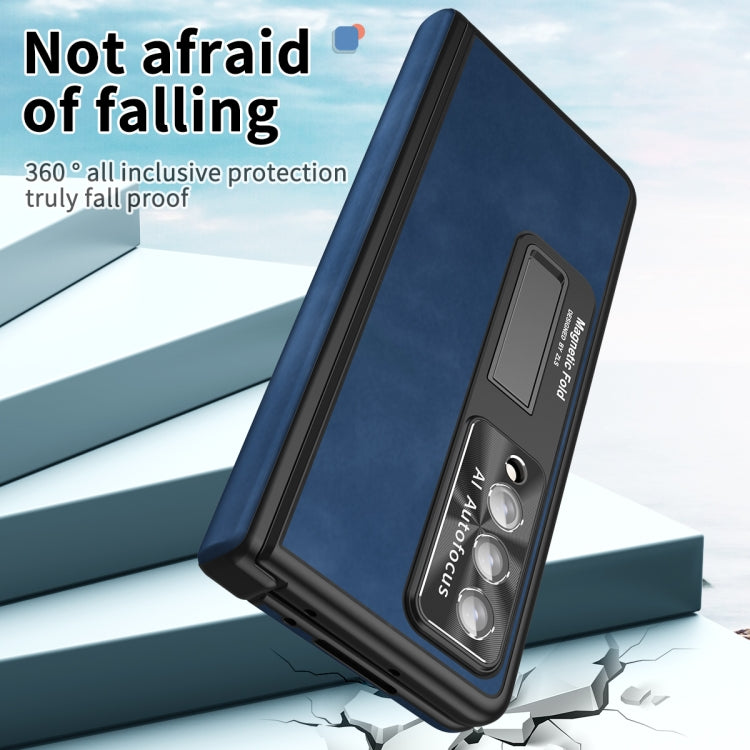 For Samsung Galaxy Z Fold3 5G Napa Pattern All-inclusive Magnetic Phone Case(Royal Blue) - Galaxy Phone Cases by buy2fix | Online Shopping UK | buy2fix