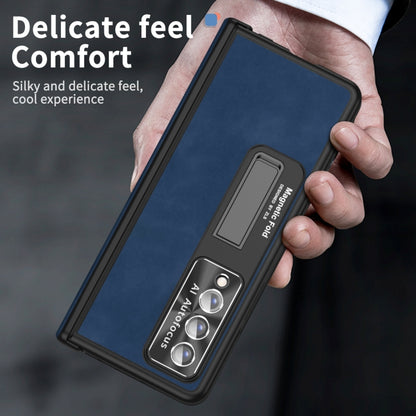 For Samsung Galaxy Z Fold3 5G Napa Pattern All-inclusive Magnetic Phone Case(Royal Blue) - Galaxy Phone Cases by buy2fix | Online Shopping UK | buy2fix