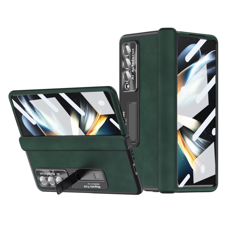 For Samsung Galaxy Z Fold3 5G Napa Pattern All-inclusive Magnetic Phone Case(Green) - Galaxy Phone Cases by buy2fix | Online Shopping UK | buy2fix