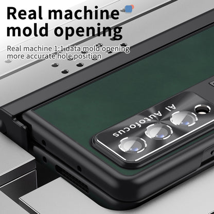 For Samsung Galaxy Z Fold3 5G Napa Pattern All-inclusive Magnetic Phone Case(Green) - Galaxy Phone Cases by buy2fix | Online Shopping UK | buy2fix