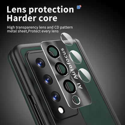 For Samsung Galaxy Z Fold3 5G Napa Pattern All-inclusive Magnetic Phone Case(Green) - Galaxy Phone Cases by buy2fix | Online Shopping UK | buy2fix