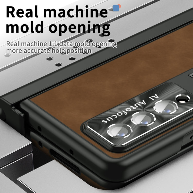 For Samsung Galaxy Z Fold3 5G Napa Pattern All-inclusive Magnetic Phone Case(Brown) - Galaxy Phone Cases by buy2fix | Online Shopping UK | buy2fix