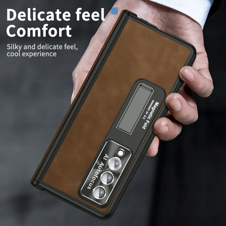 For Samsung Galaxy Z Fold3 5G Napa Pattern All-inclusive Magnetic Phone Case(Brown) - Galaxy Phone Cases by buy2fix | Online Shopping UK | buy2fix