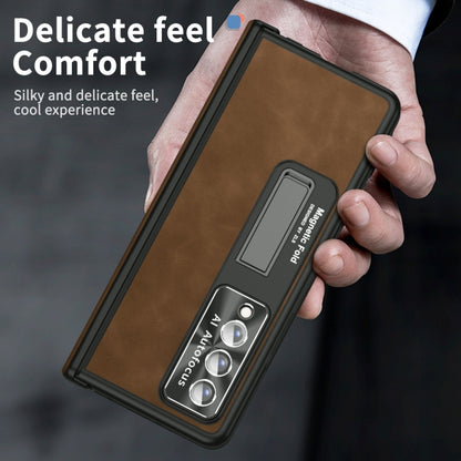 For Samsung Galaxy Z Fold3 5G Napa Pattern All-inclusive Magnetic Phone Case(Brown) - Galaxy Phone Cases by buy2fix | Online Shopping UK | buy2fix