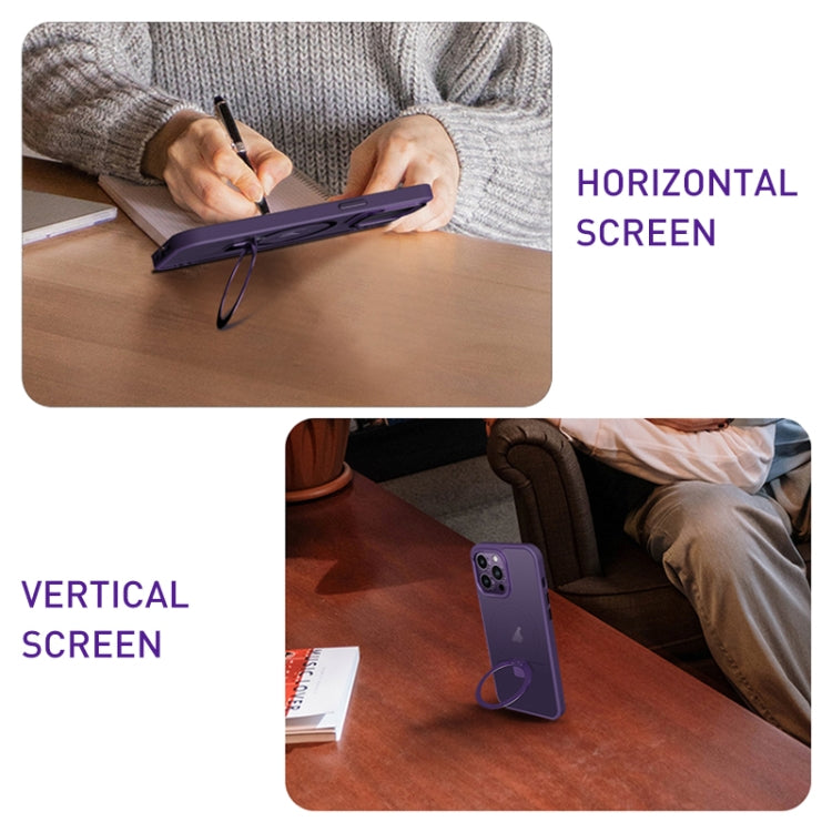 For iPhone 12 Pro Max Skin Feel MagSafe Magnetic Holder Phone Case(Pink) by buy2fix