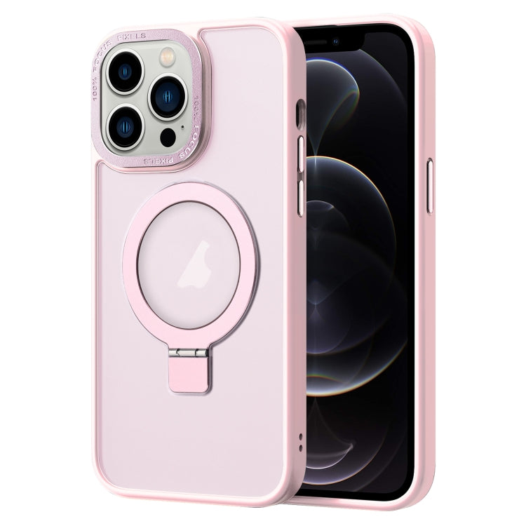 For iPhone 12 Pro Skin Feel MagSafe Magnetic Holder Phone Case(Pink) by buy2fix