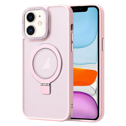 For iPhone 11 Skin Feel MagSafe Magnetic Holder Phone Case(Pink) by buy2fix