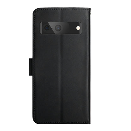 For Google Pixel 7A HT02 Genuine Leather Fingerprint-proof Flip Phone Case(Black) - Google Cases by buy2fix | Online Shopping UK | buy2fix