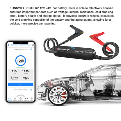 KONNWEI BK200 6V/12V/24V Car Bluetooth Battery Tester(Black) - Electronic Test by KONNWEI | Online Shopping UK | buy2fix