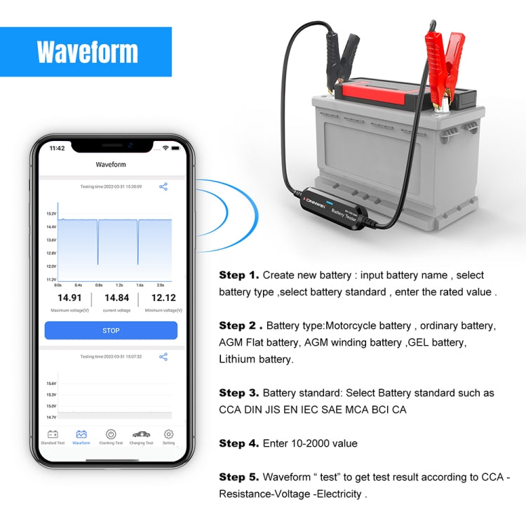 KONNWEI BK200 6V/12V/24V Car Bluetooth Battery Tester(Black) - Electronic Test by KONNWEI | Online Shopping UK | buy2fix