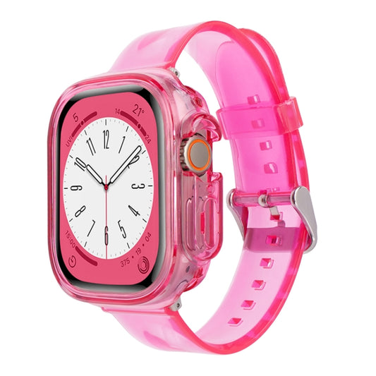 For Apple Watch Ultra 3 / 2 / 1 49mm Glacier Jelly Clear TPU Case Watch Band(Rose Red) by buy2fix