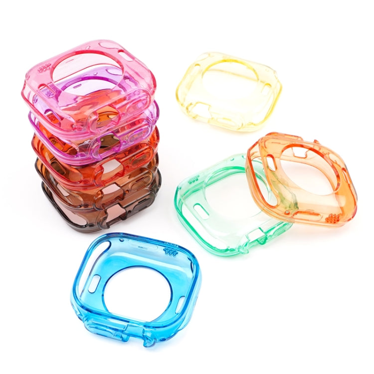 For Apple Watch Ultra 3 / 2 / 1 49mm Glacier Jelly Clear TPU Case Watch Band(Yellow) by buy2fix