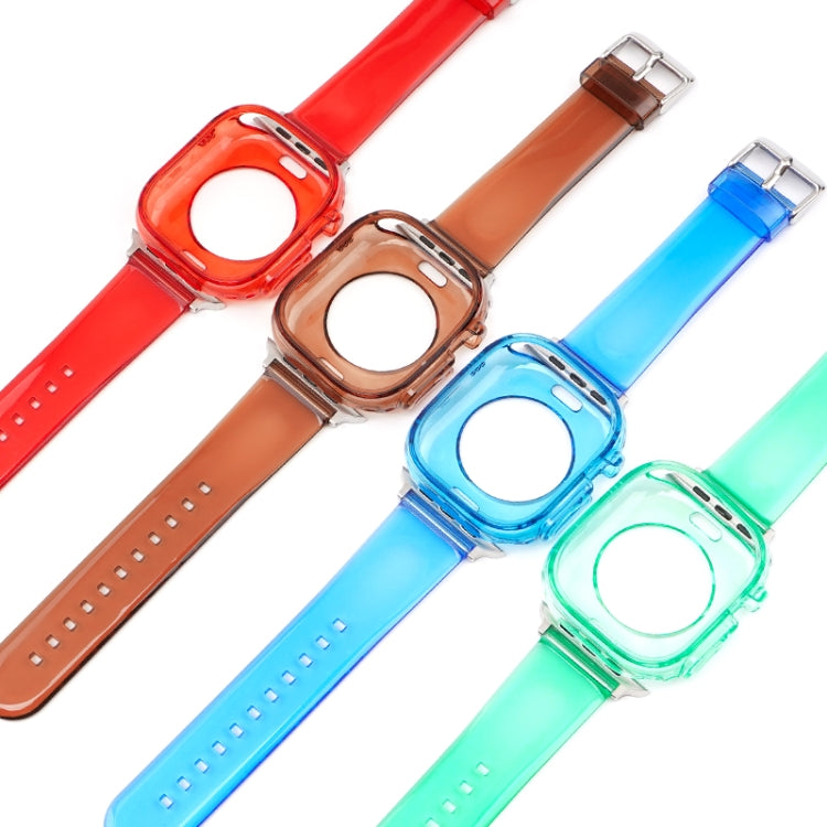 For Apple Watch Ultra 3 / 2 / 1 49mm Glacier Jelly Clear TPU Case Watch Band(Rose Red) by buy2fix