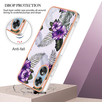 For OPPO A17 Electroplating IMD TPU Phone Case(Purple Flower) by buy2fix
