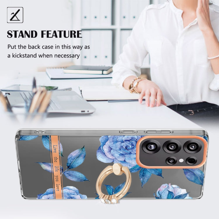 For Samsung Galaxy S25 Ultra 5G Flowers and Plants Series IMD TPU Phone Case with Ring Holder(Orchid Peony) by buy2fix